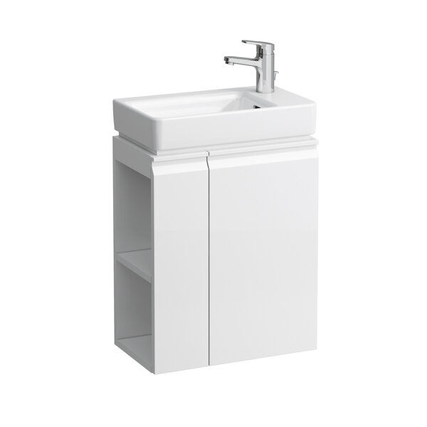 Laufen Pro S complete set, washbasin, 1 tap hole right, incl. substructure, door right, shelf left, 690x480mm, H862964