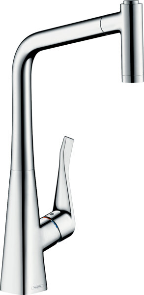 Hansgrohe Metris M71 Einhebel-Küchenmischer, ComfortZone320, EcoSmart, ausziehbar, 2jet, 14780