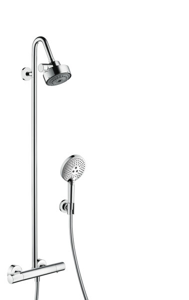 Hansgrohe AXOR Citterio M shower system, thermostat, overhead shower 120 3jet, Polished Gold Optic, 34640990