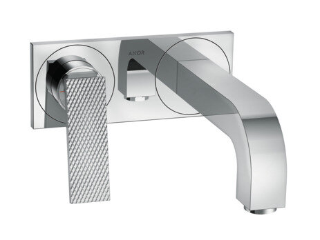 hansgrohe AXOR Citterio basin mixer, diamond cut, concealed, projection 220mm, non-locking pop-up waste, with plate, 39171