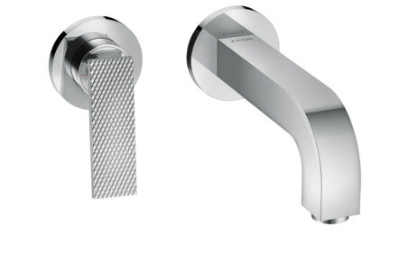 hansgrohe AXOR Citterio basin mixer, diamond cut, concealed, projection 220mm, non-locking pop-up waste, 39181