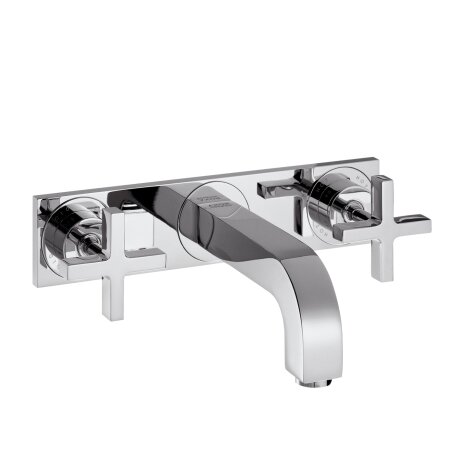 Hansgrohe AXOR Citterio 3-hole basin mixer, concealed, projection 166mm, cross handle, non-locking pop-up waste, 39314000