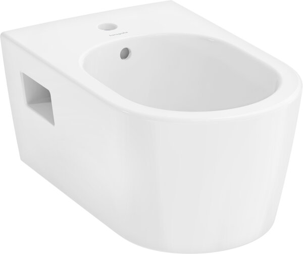 Hansgrohe EluPura Original S wall-mounted bidet, 1 tap hole, with overflow, 360x540x260mm, white, 60281450