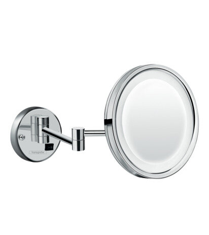 Hansgrohe Logis universal shaving mirror, with LED lighting, tiltable, swivel, D 188mm, chrome, 7357...