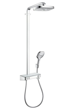 Hansgrohe Raindance Select E Showerpipe 2jet, with thermostat ShowerTablet Select 300, EcoSmart, chrome, 27283000