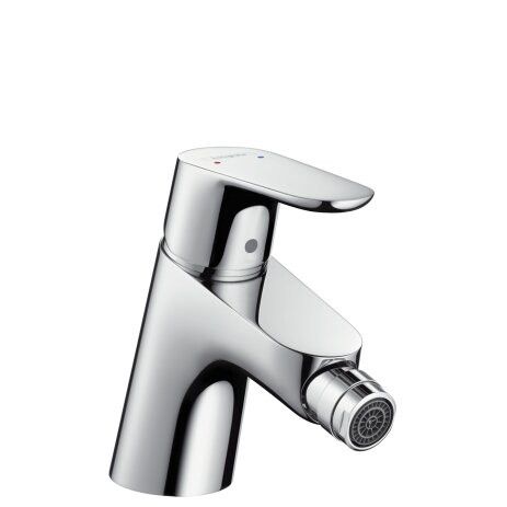 Hansgrohe Focus bidet mixer, projection 126mm, push open pop-up waste, chrome, 31922000