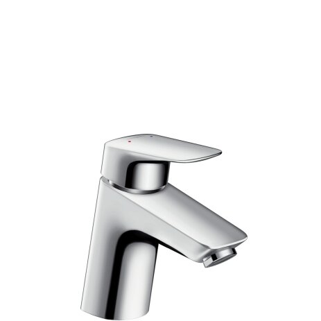 Hansgrohe Logis basin mixer, ComfortZone70, for low pressure, push open pop-up waste, 107mm projecti...