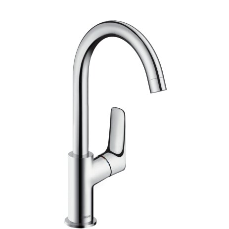 Hansgrohe Logis basin mixer, swivel spout, ComfortZone210, pop-up waste, projection 154mm, 71130