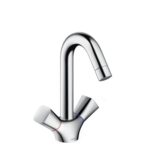 Hansgrohe Logis 2-handle basin mixer, swivel spout, ComfortZone150, without pop-up waste, projection...