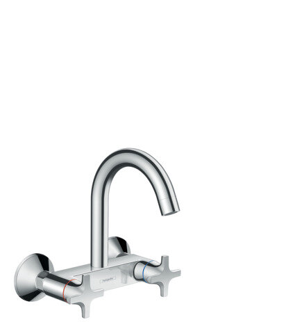 Hansgrohe Logis M32 Küchenmischer, 2-Griff, Wandmontage, Highspout, 1jet, Ausladung 144mm, chrom, 7...