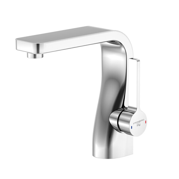 Steinberg 230 series basin mixer, side operated, with drain set, 140mm projection, 2301000