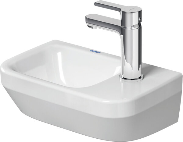 Duravit No.1 wash-hand basin, with tap hole, without overflow, 360x220mm, left, glazed underside, white, 07453600412