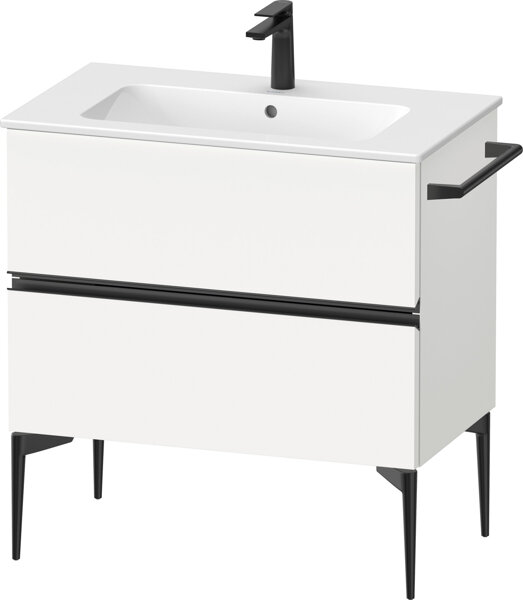 Duravit Sivida vanity unit, 2 drawers, diamond black matt handle strip, 810x477x591mm, for ME by Sta...