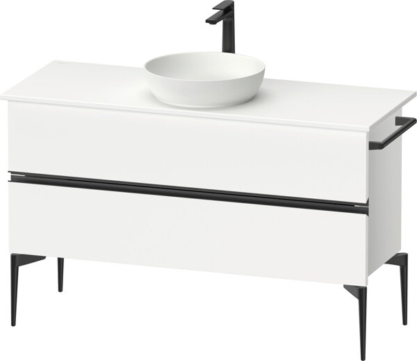 Duravit Sivida console vanity unit, 2 drawers, diamond black matt handle strip, 1245x475x548mm, SV46600BD