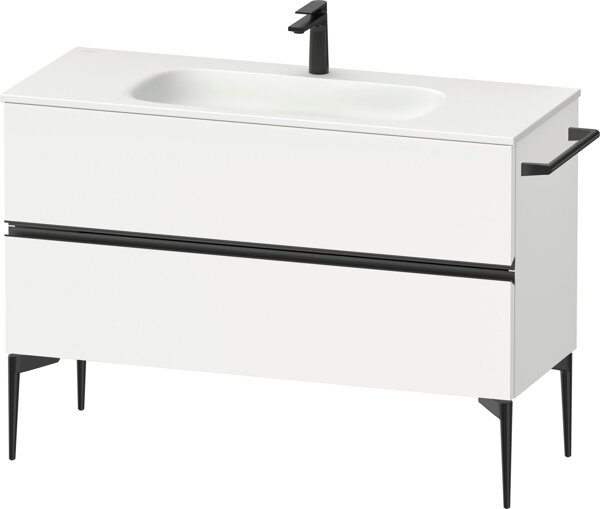 Duravit Sivida Waschtischunterbau, 2 Schubkästen, Griffleiste Diamantschwarz Matt, 1210x477x592mm, zu Sivida, SV46530BD