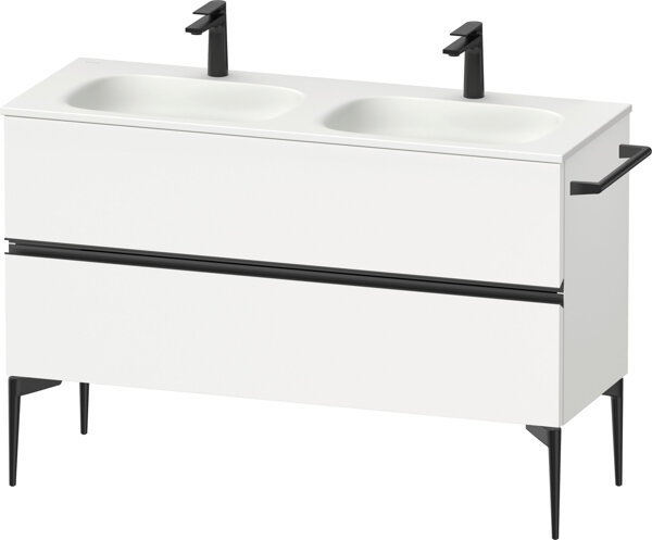 Duravit Sivida Waschtischunterbau, 2 Schubkästen, Griffleiste Diamantschwarz Matt, 1280x477x592mm, zu Sivida, SV46540BD