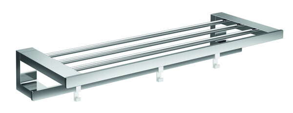 Emco loft towel rack with towel rail, chrome, 3 removable hooks, 600 mm