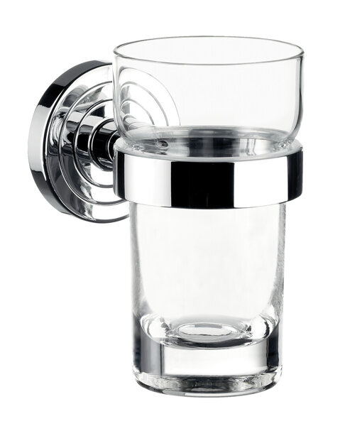 Emco polo glass holder, crystal glass clear, chrome, 072000100