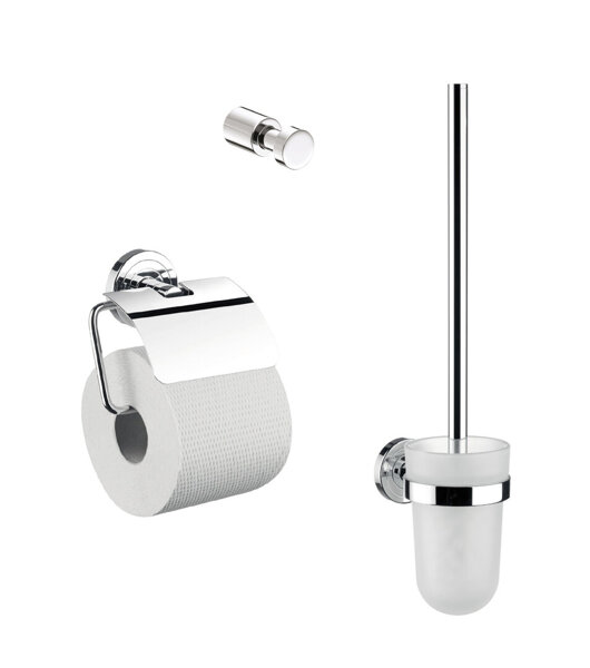 Emco polo toilet set, paper holder, brush set, hooks, chrome, 079800100