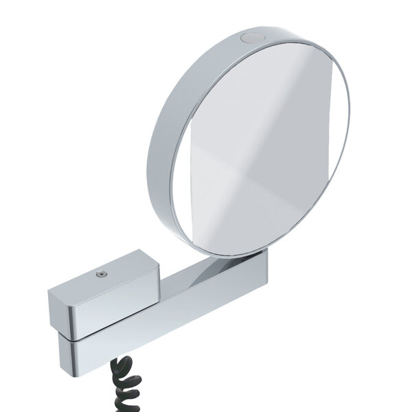 Emco LED shaving and cosmetic mirror, mirrored on both sides, magnification 3 and 7x, round, LED lig...