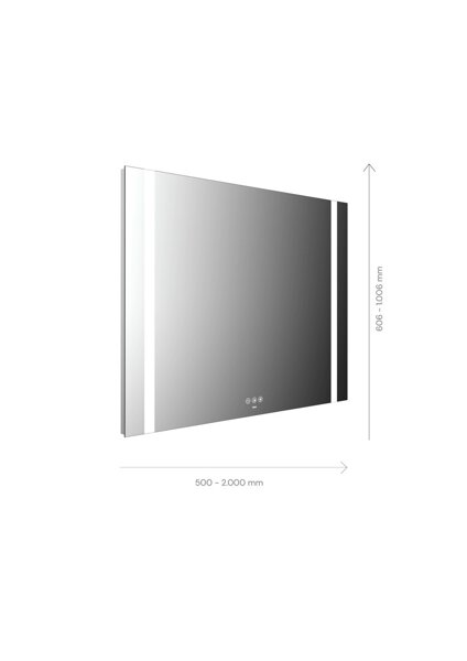 Emco MI 500+ LED light mirror, two light cut-outs on the side, touch control panel, width 1000mm, 11...