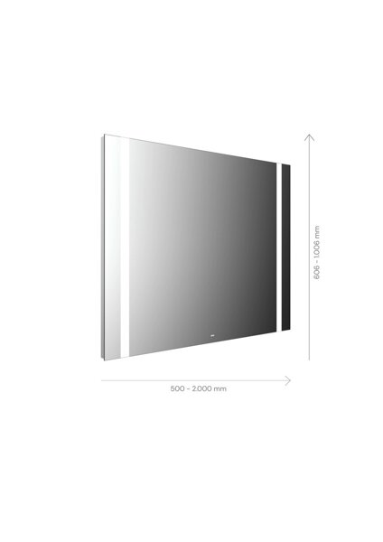 Emco MI 500 LED light mirror, two light cut-outs on the side, concealed sensor switch, width: 1100mm...