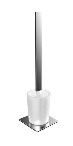 Emco art toilet brush set, wall-mounted, satin crystal glass container, chrome handle