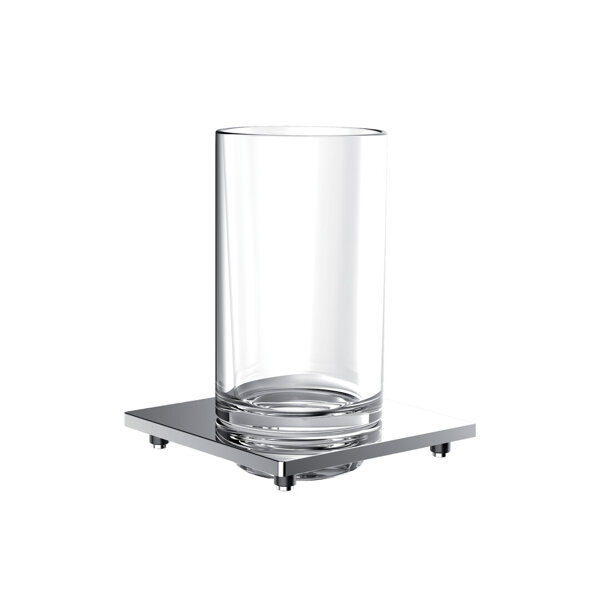 Emco liaison glass holder for railing, crystal glass clear, chrome