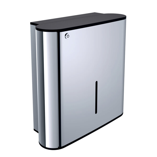 Emco system2 paper towel dispenser, lockable, for 500 tissues, chrome, 354900100