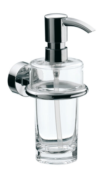 Emco rondo 2 liquid soap dispenser, crystal glass clear, dosing pump plastic, approx. 130 ml