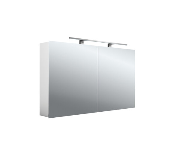 Emco mee LED light mirror cabinet, aluminium, 2 doors, surface mounted model, LED light, 1200 mm