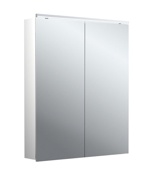 Emco flat 2 Classic LED illuminated mirror cabinet with top light, 2 doors, 600x711x113mm, 979706502