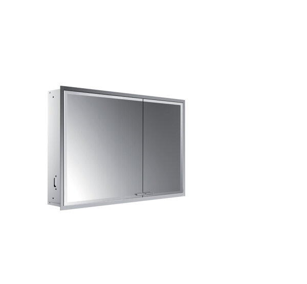 Emco prestige 2 illuminated mirror cabinet, flush-mounted model, 1015mm, wide left door