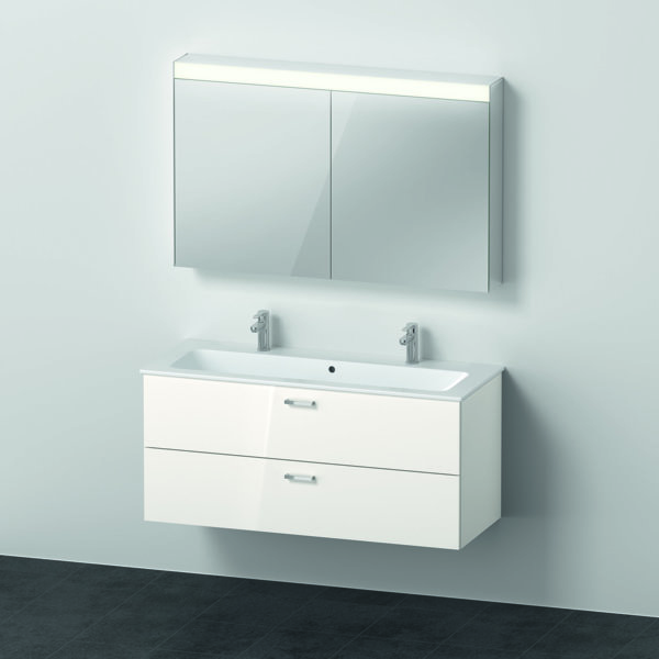 Duravit Xbase, wall-mounted furniture set, with LED mirror cabinet, washbasin and vanity unit, width...