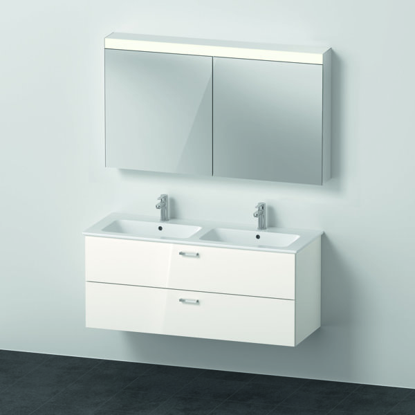 Duravit Xbase, wall-mounted furniture set, with LED mirror cabinet, washbasin and vanity unit, width...