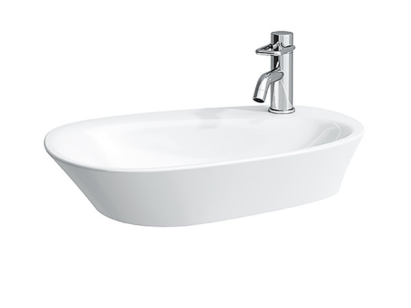 Laufen Palomba Wash basin bowl, without tap hole, with overflow, with tap hole bench, 600x400